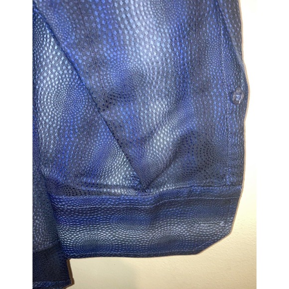 Bugatchi Uomo Shirt Mens XL Blue Striped W dotted Circle Design Long Sleeve - Picture 7 of 9